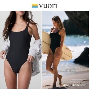 Vuori Encinitas Black One-Piece Swimsuit Sleek Minimalist Design Sz S NWT 128$